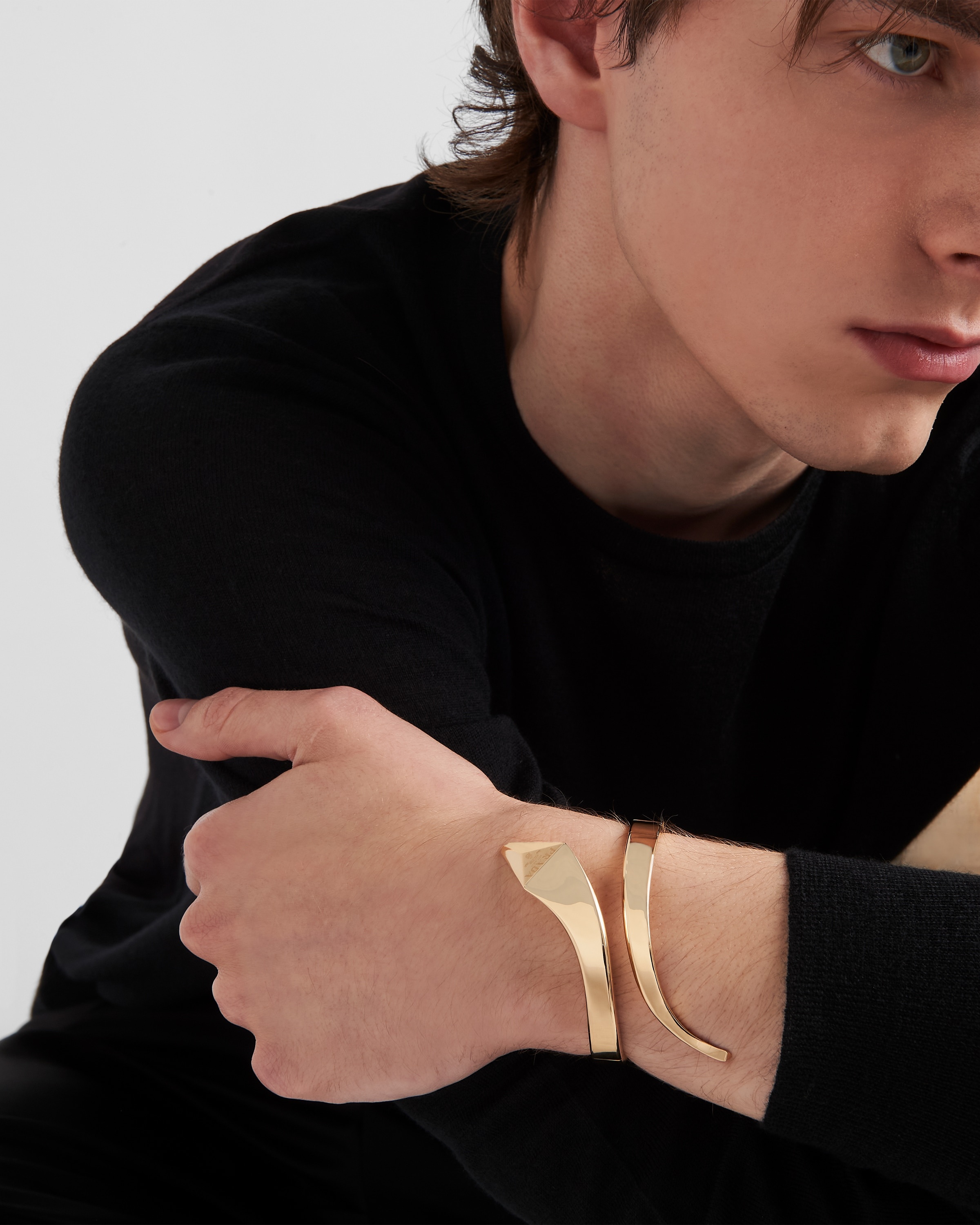 Prada leather logo-patch bracelet - Gold