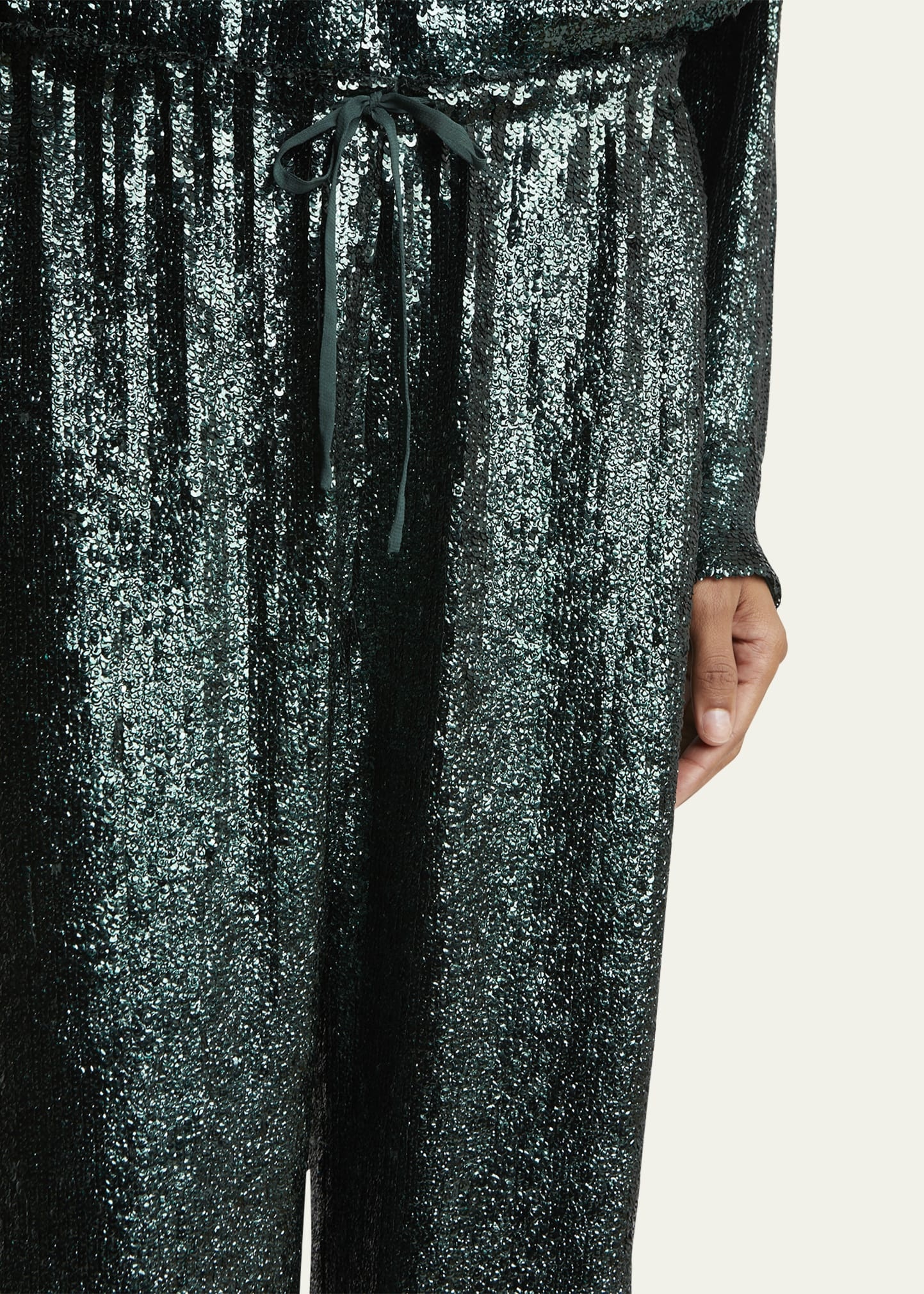 Puvis Sequined Wide-Leg Drawstring Pants - 5