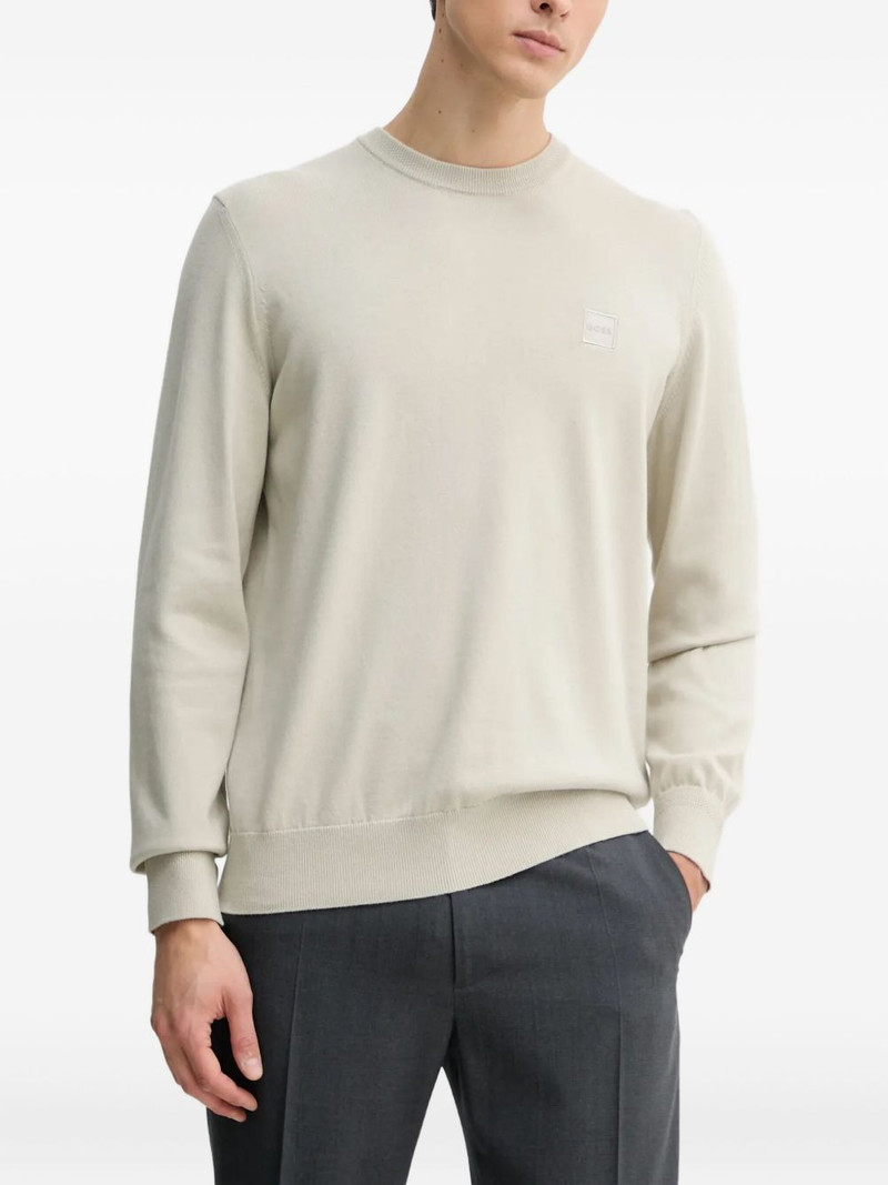 logo-plaque cotton sweater 1
