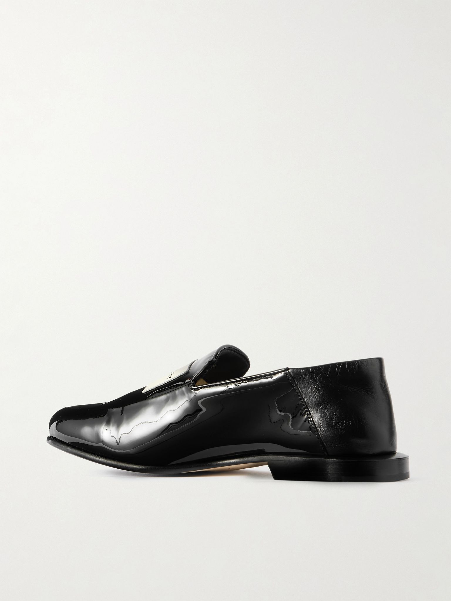 Collapsible-heel appliquéd patent-leather loafers Black - 3