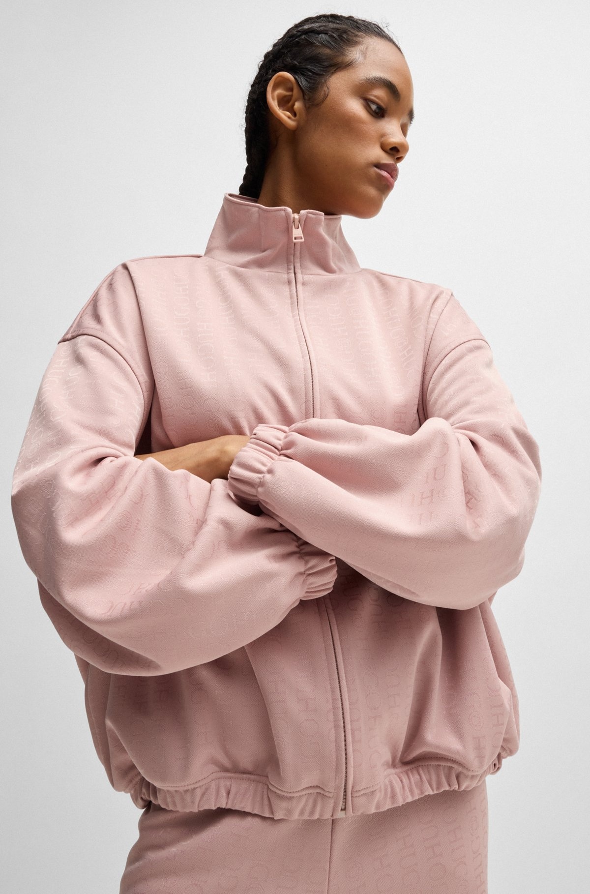 OVERSIZE-FIT JACKET WITH ALL-OVER LOGO JACQUARD - 5