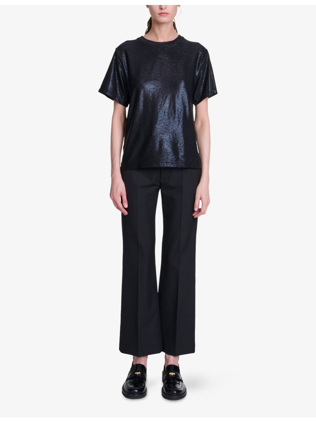 Round-Neck Stretch-Woven T-Shirt - 3