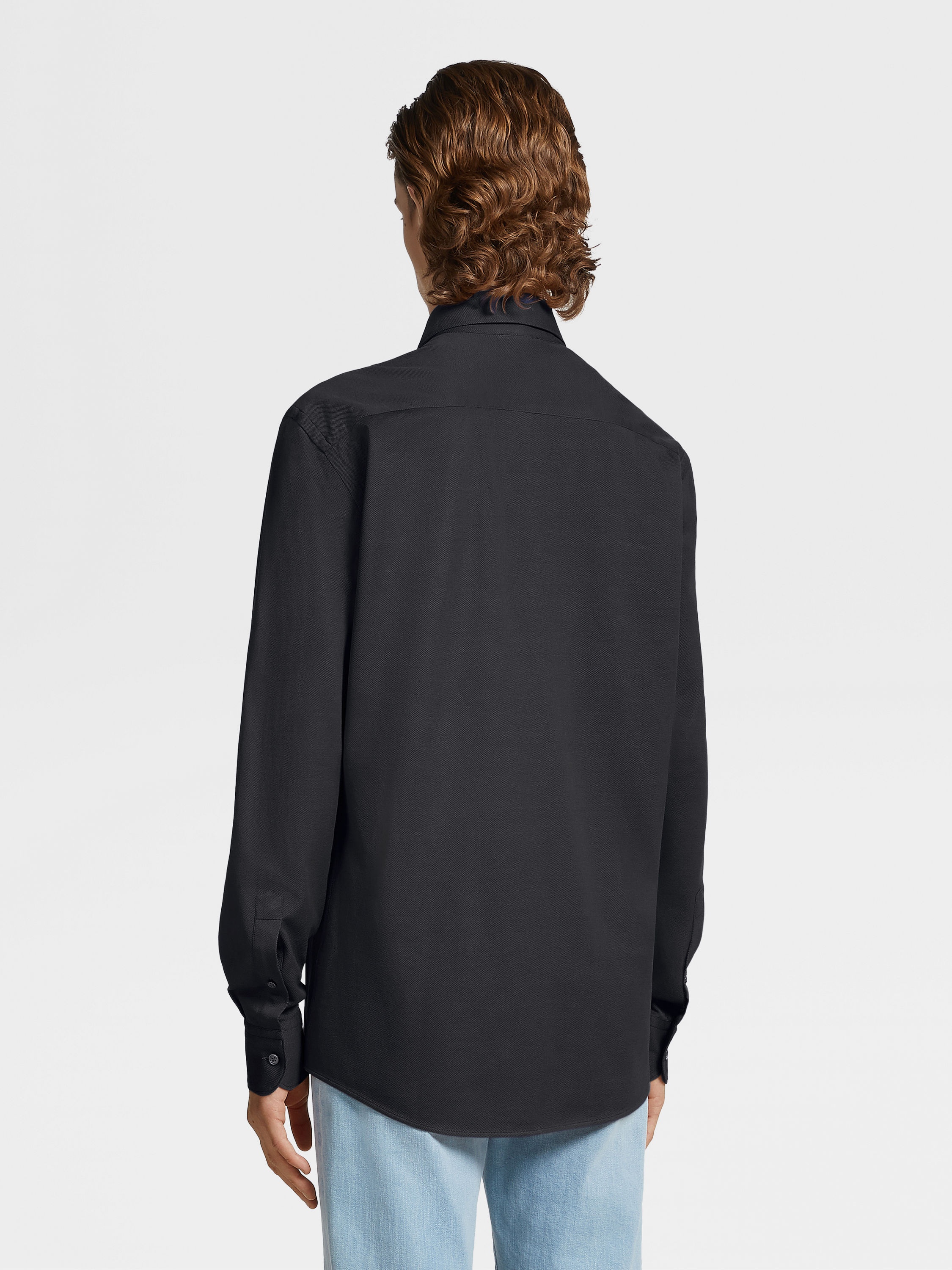 BLACK PURE COTTON JERSEY LONG-SLEEVE SHIRT - 4