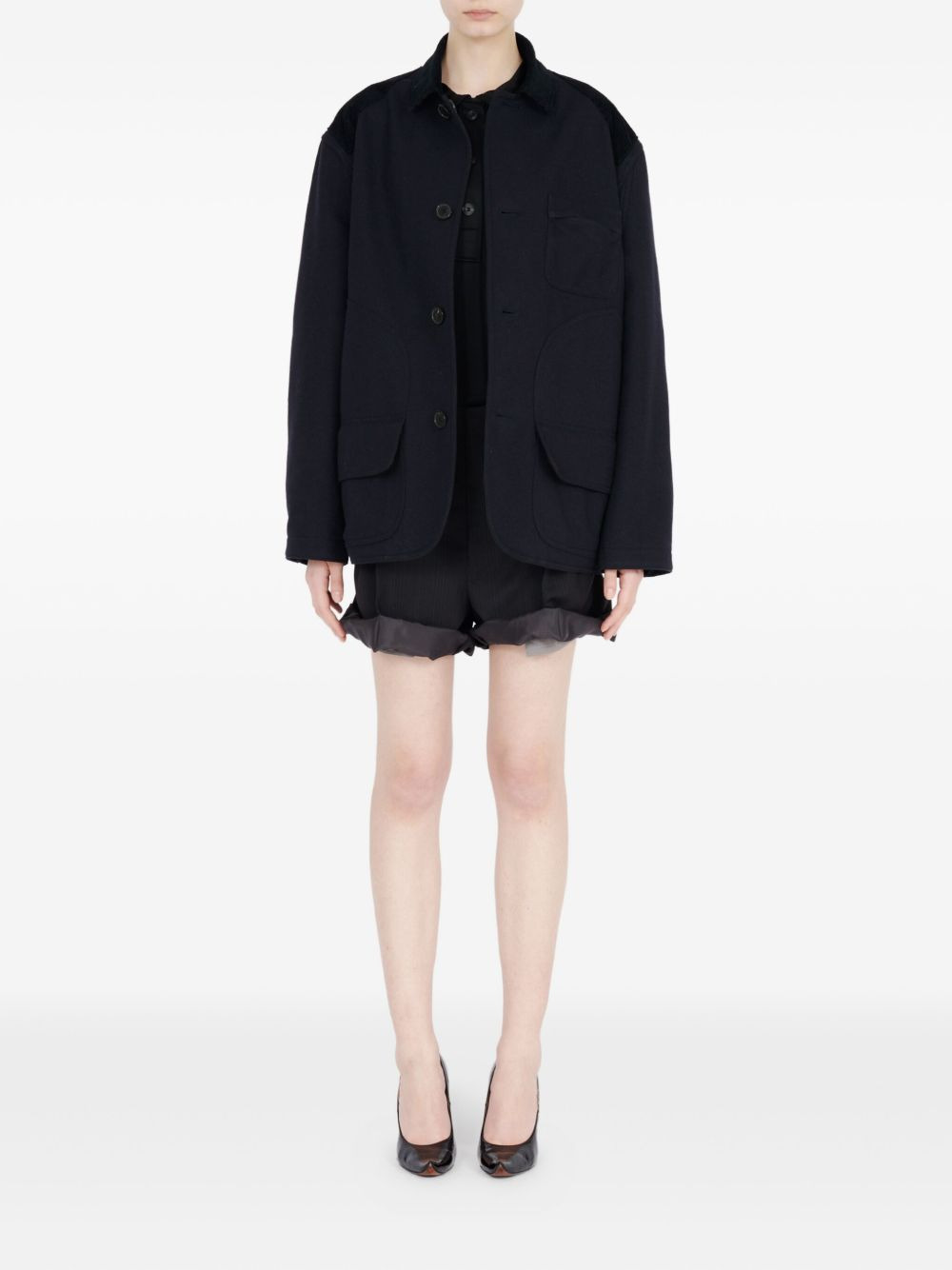 corduroy-collar overshirt - 2
