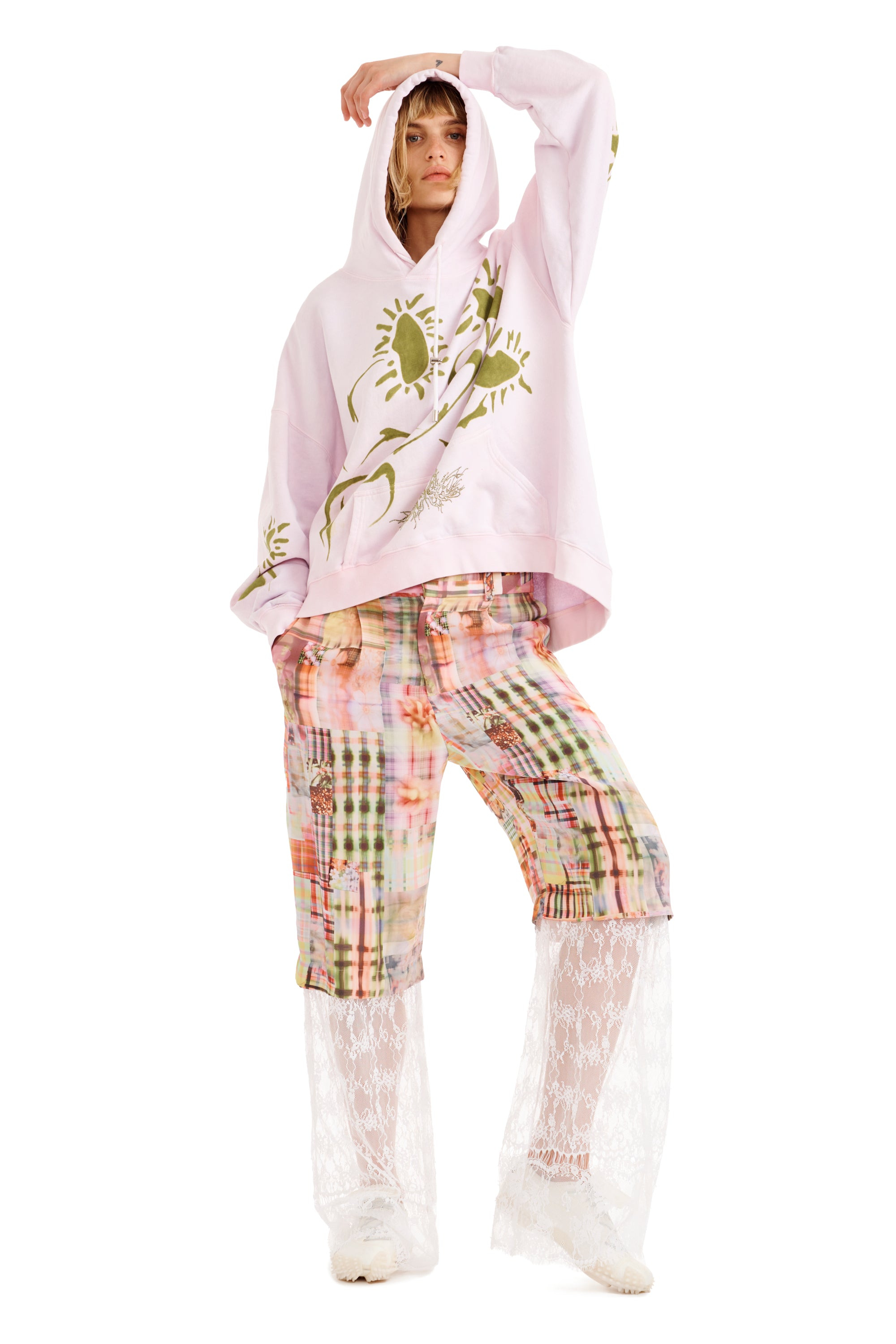 PINK DAISY WAVE HEM HOODIE - 9