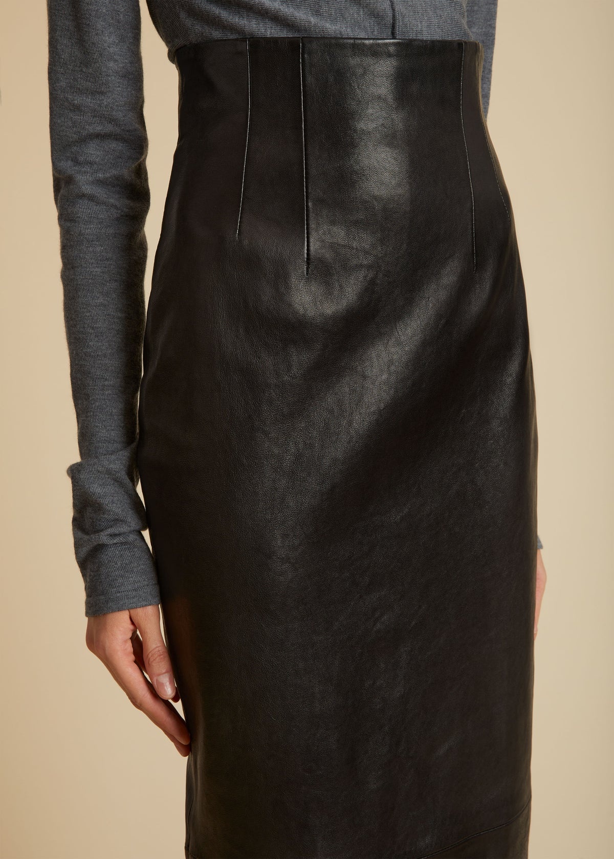 KHAITE The Loxley Skirt in Black Leather | khaite | REVERSIBLE