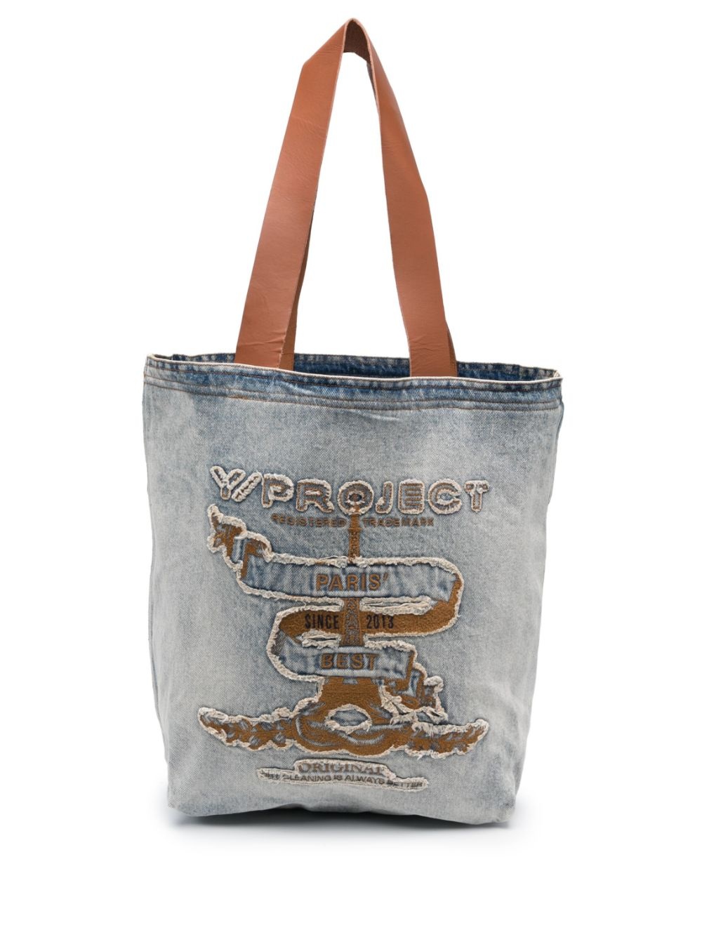 Paris' Best logo-embroidered denim tote bag - 1