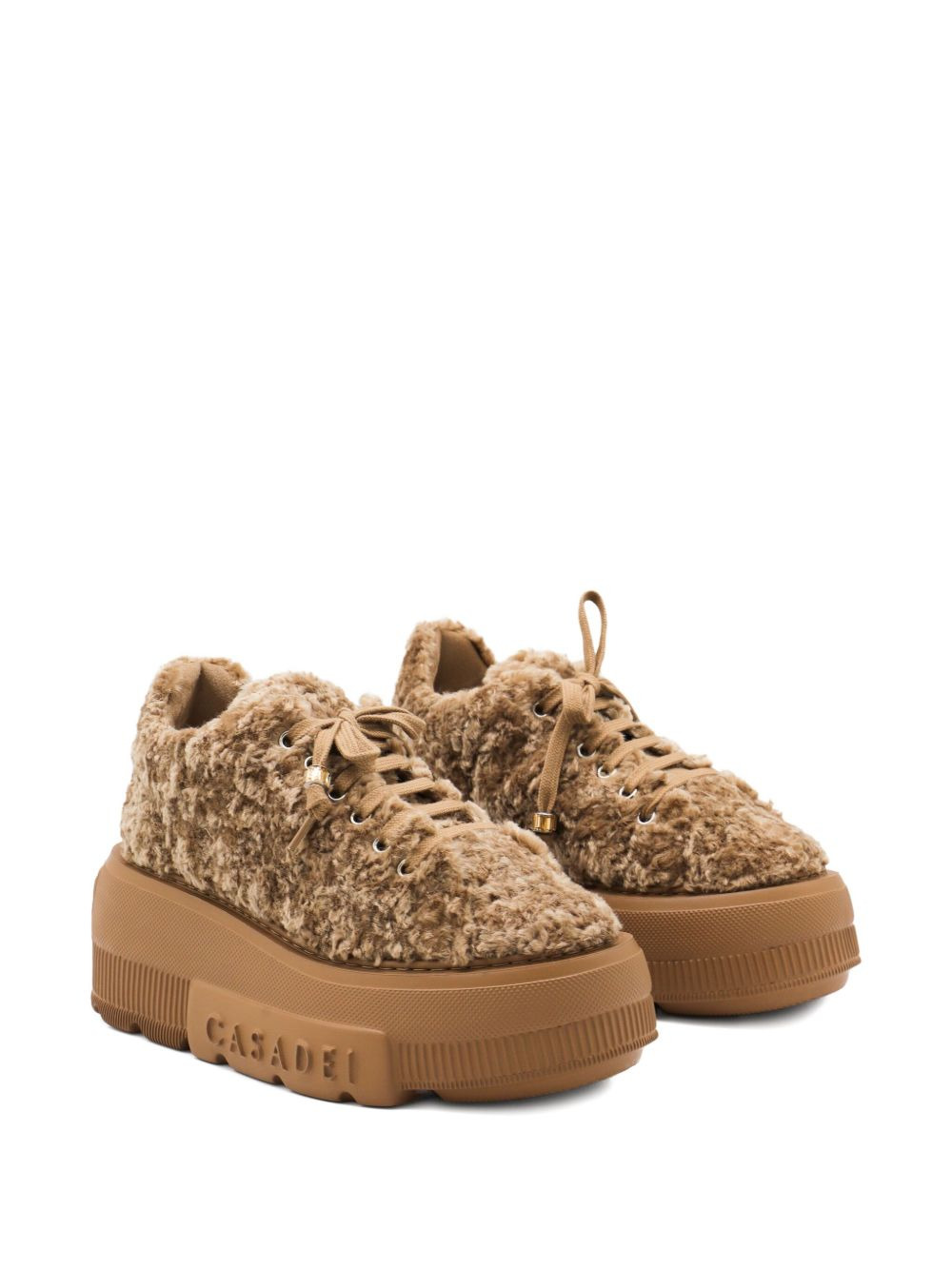 platform shearling trainers - 2