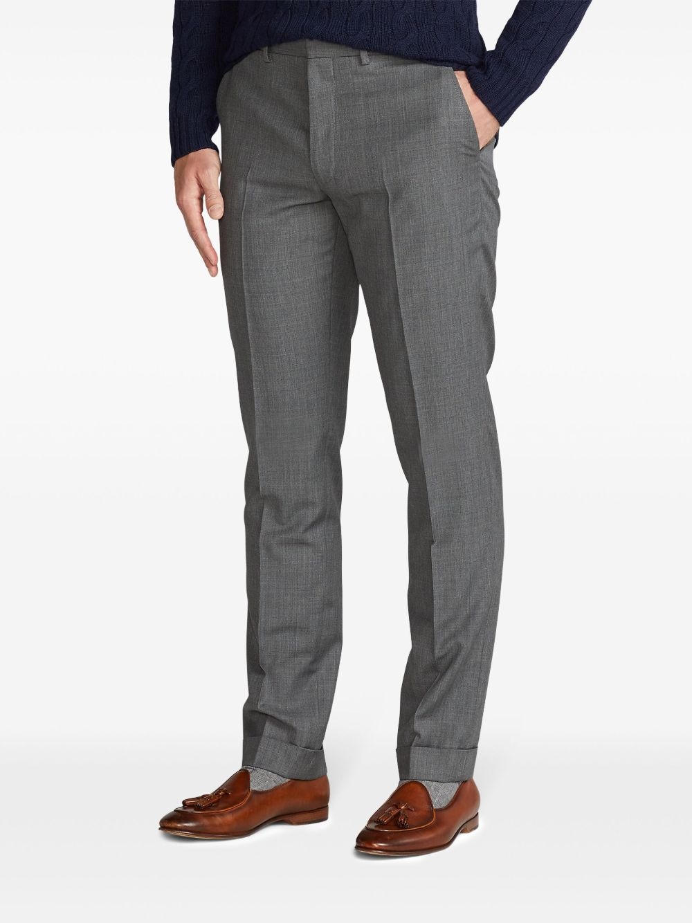 pressed-crease tapered trousers - 4