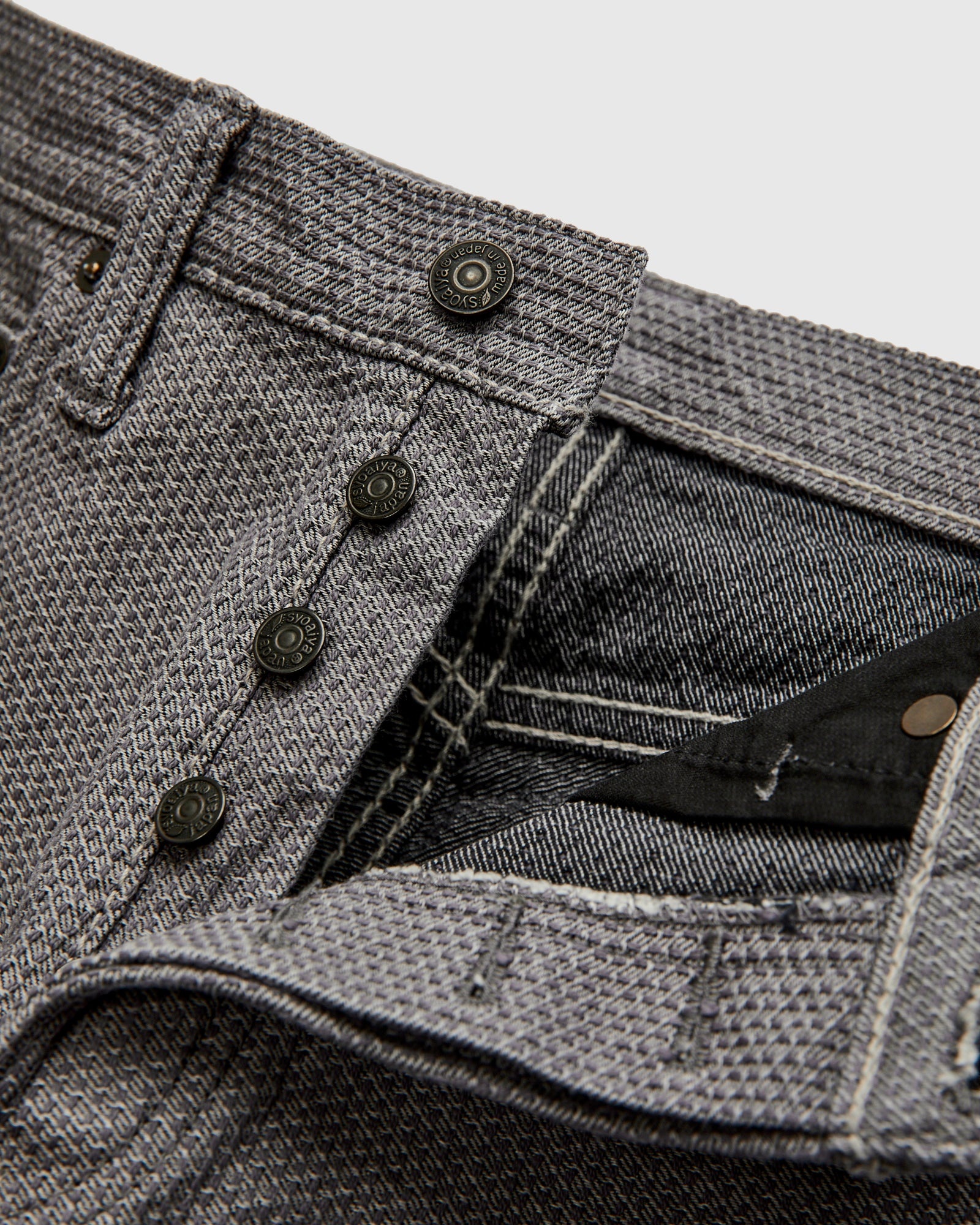 1177-GRY Gray x Black Sashiko Denim - Relaxed Tapered Fit - 7