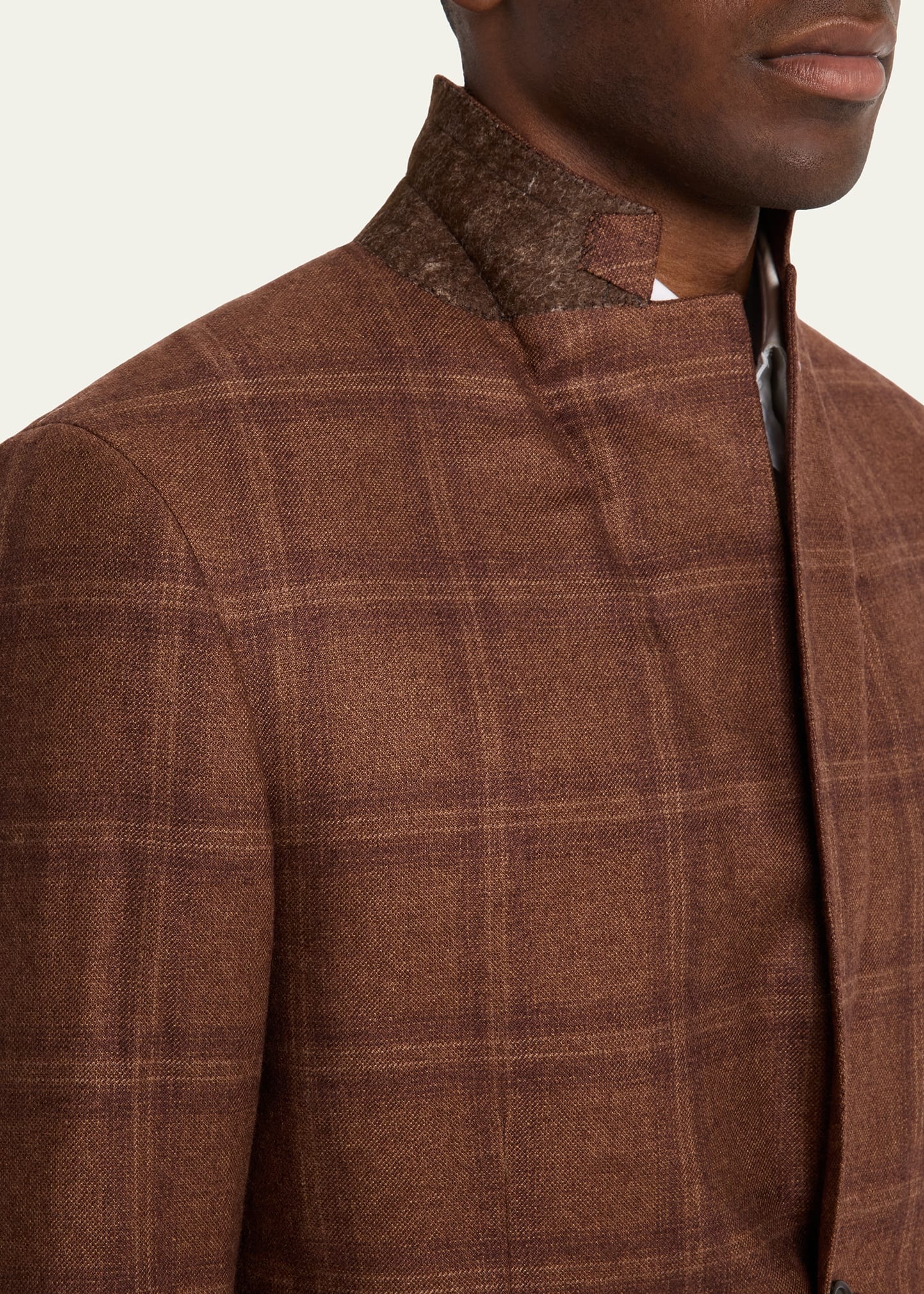 Men's Silk and Cashmere Tonal Plaid Sport Coat - 6