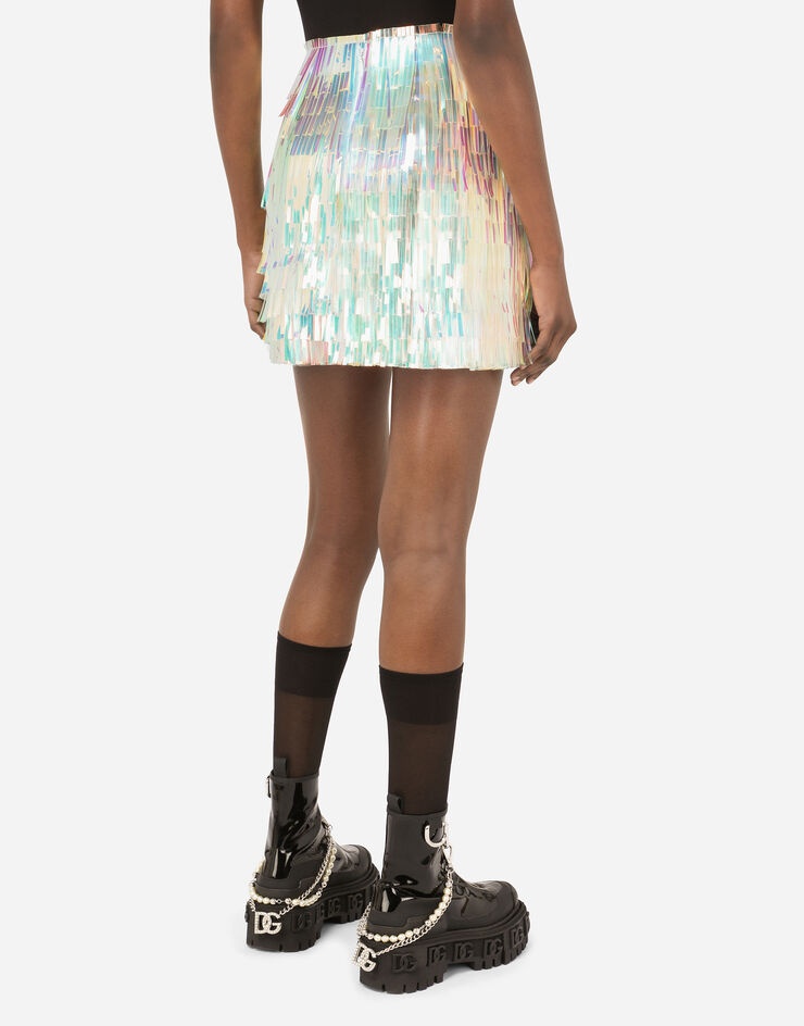 Holographic-effect fringed miniskirt - 5