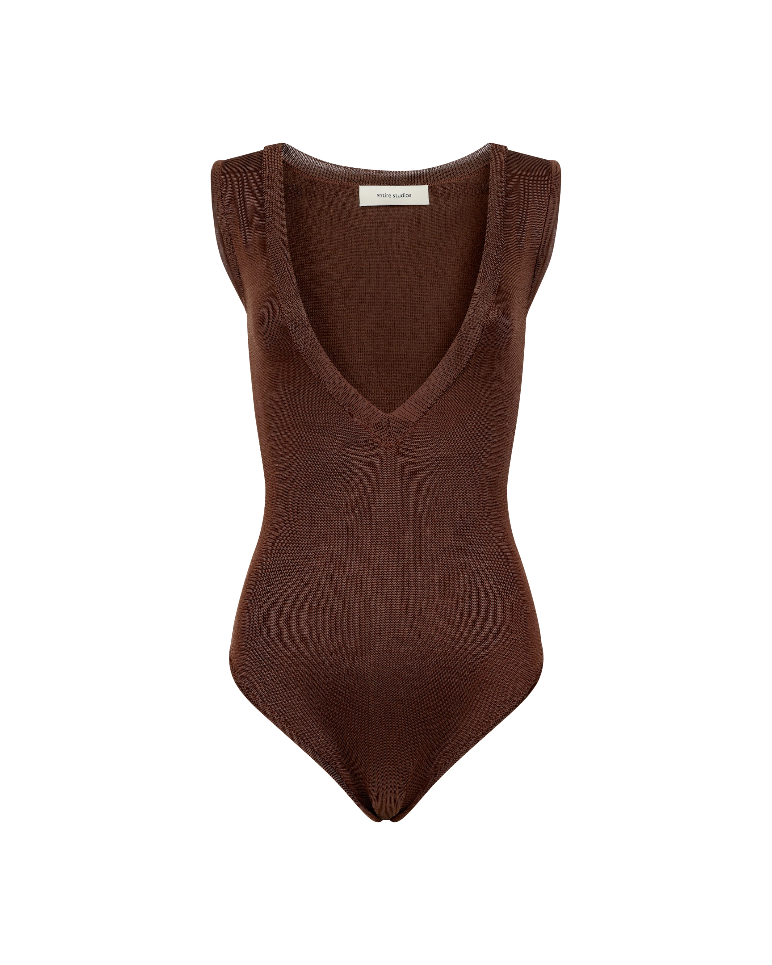 DEEP V NECK BODYSUIT CHOCOLATE - 5