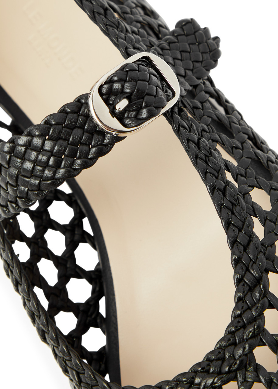 Mary Jane woven leather flats - 4