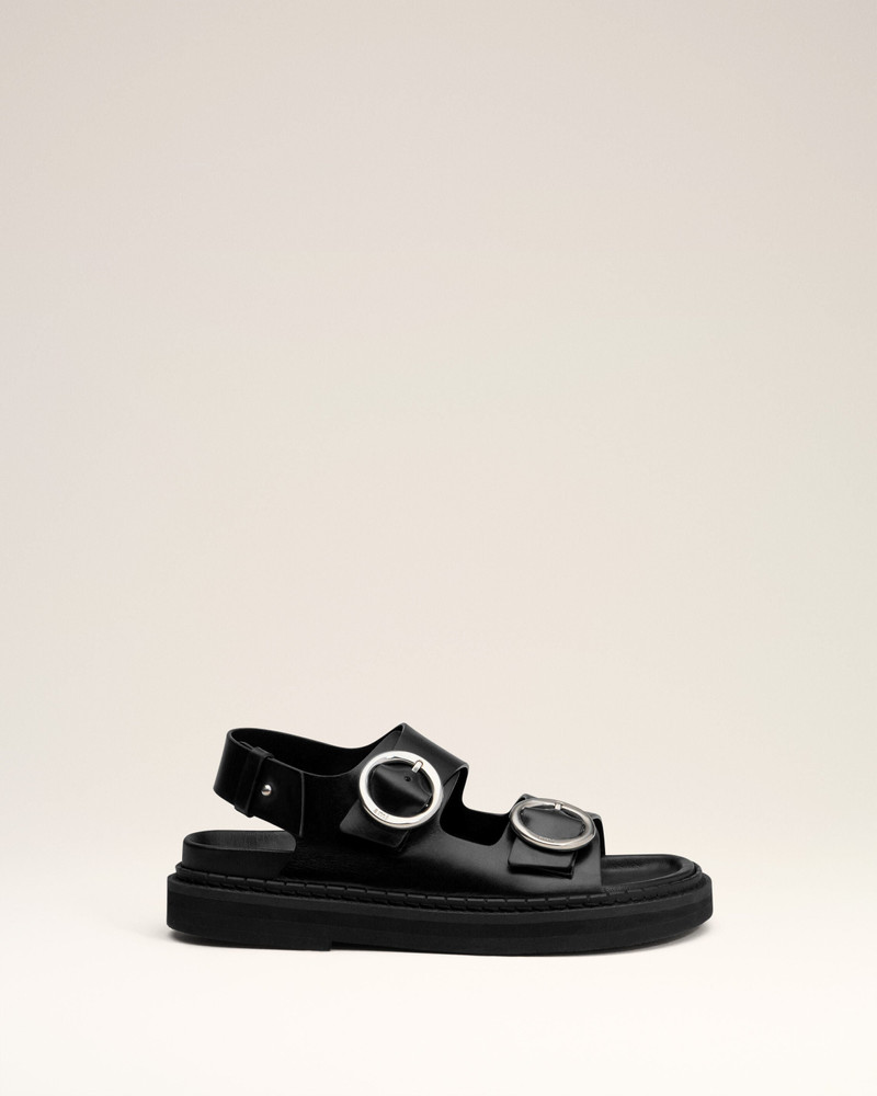 BLACK LEATHER FUSSBET MIDI SANDALS 1