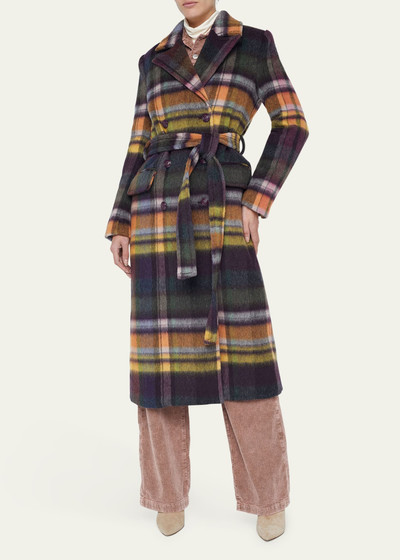 L'AGENCE Olina Belted Plaid Trench Coat outlook