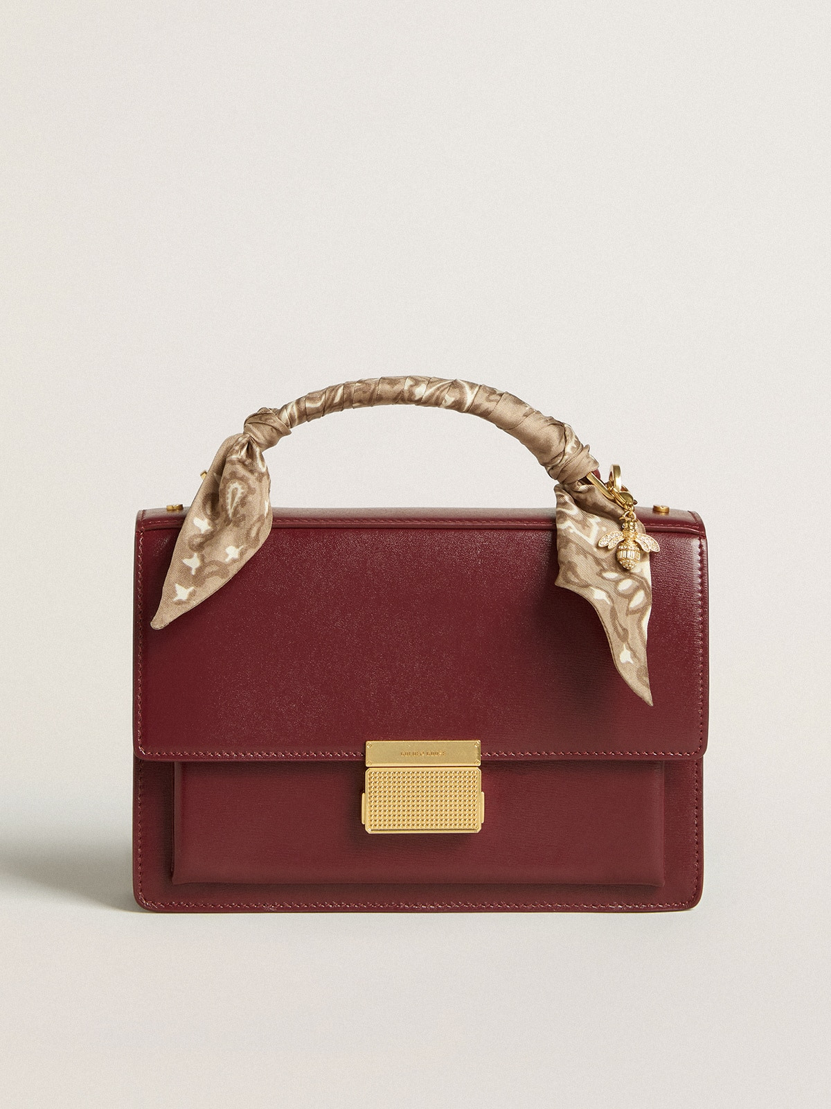 Venezia Bag in burgundy boarded leather with gold details - 6