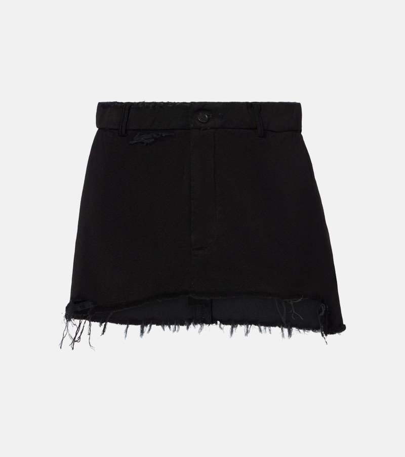 Distressed denim miniskirt 1
