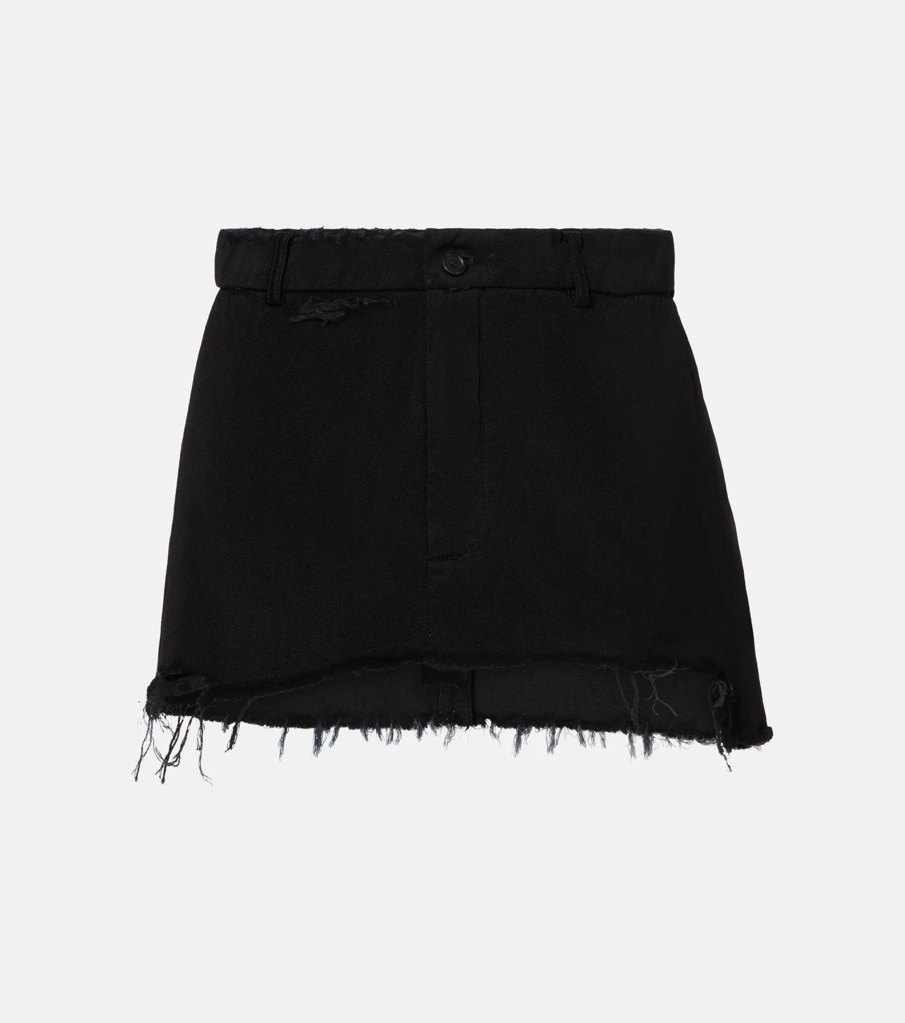 Distressed denim miniskirt - 1