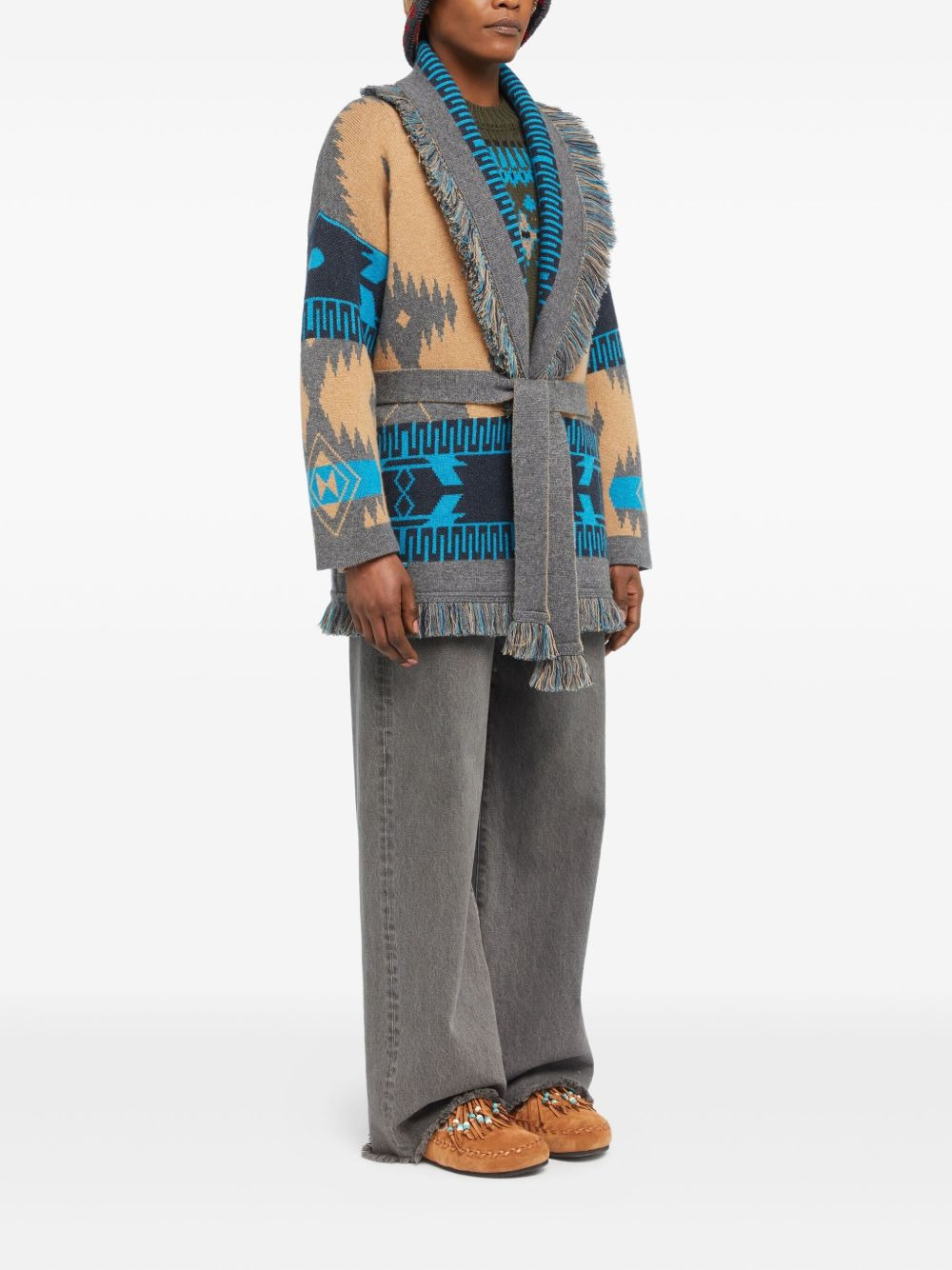 Icon jacquard fringed cardigan - 3