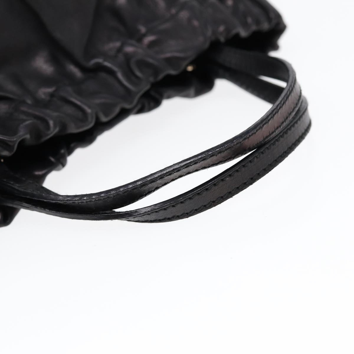 GUCCI Hand Bag Leather Black Gold - 7