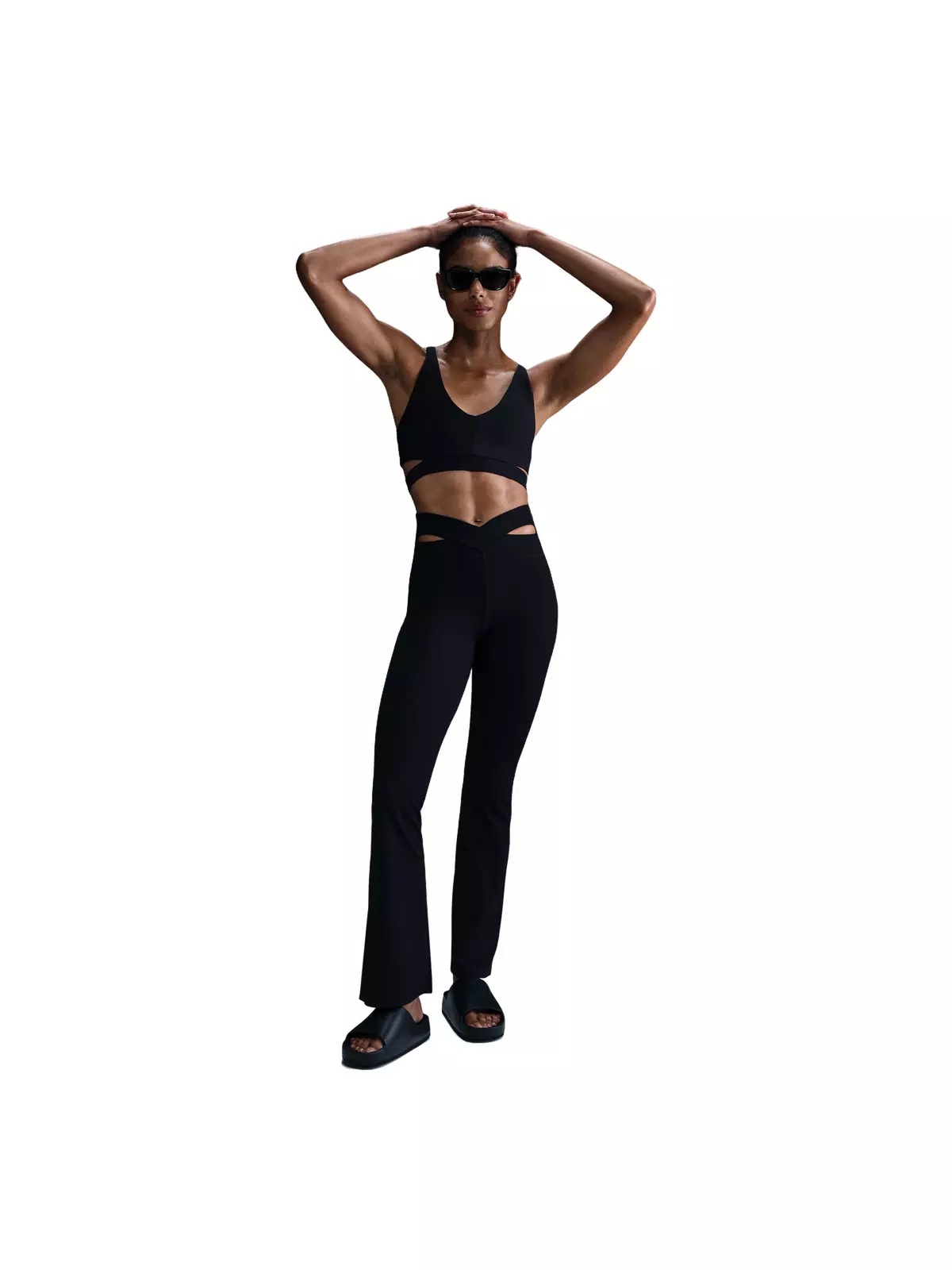 Women's Zenvy Rib Gentle-Support High-Waisted Flared Leggings-Black - 3