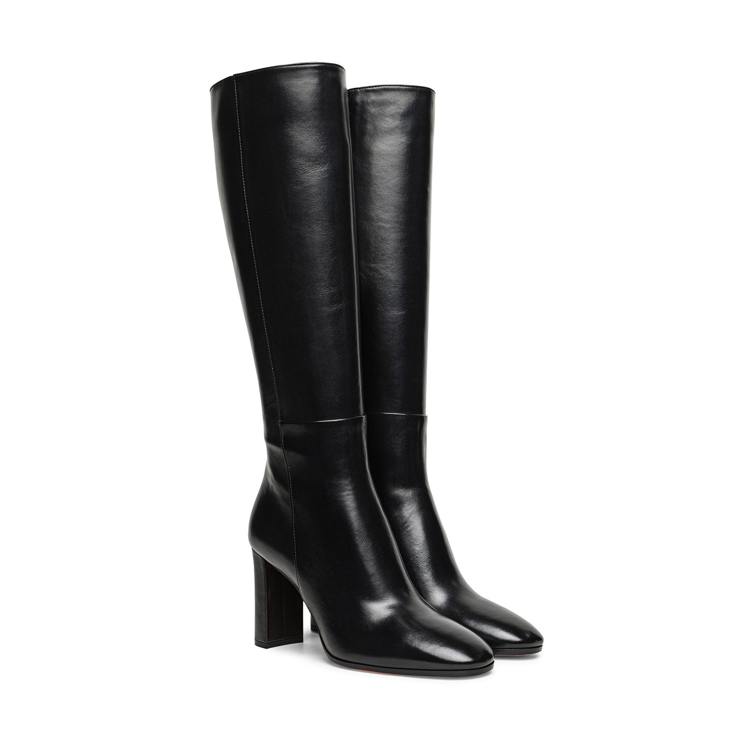 Women's black leather high-heel boot - 2