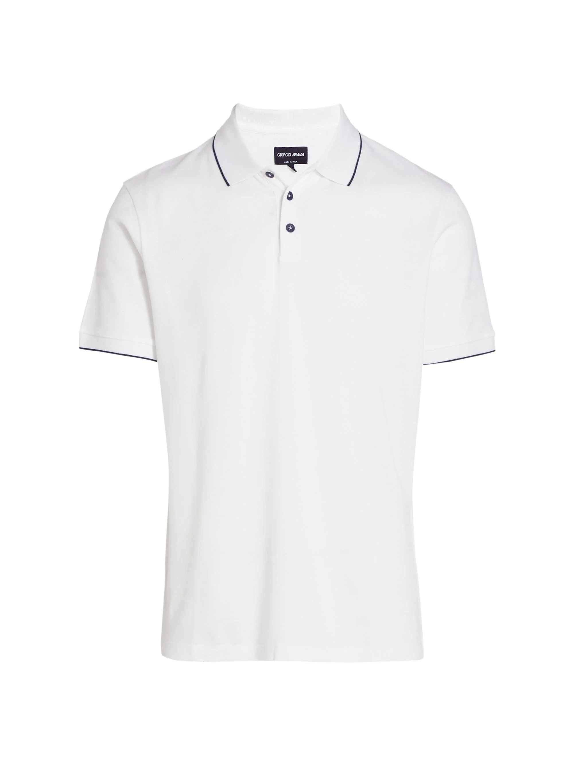 Men's Cotton Polo Shirt - White Navy - 1