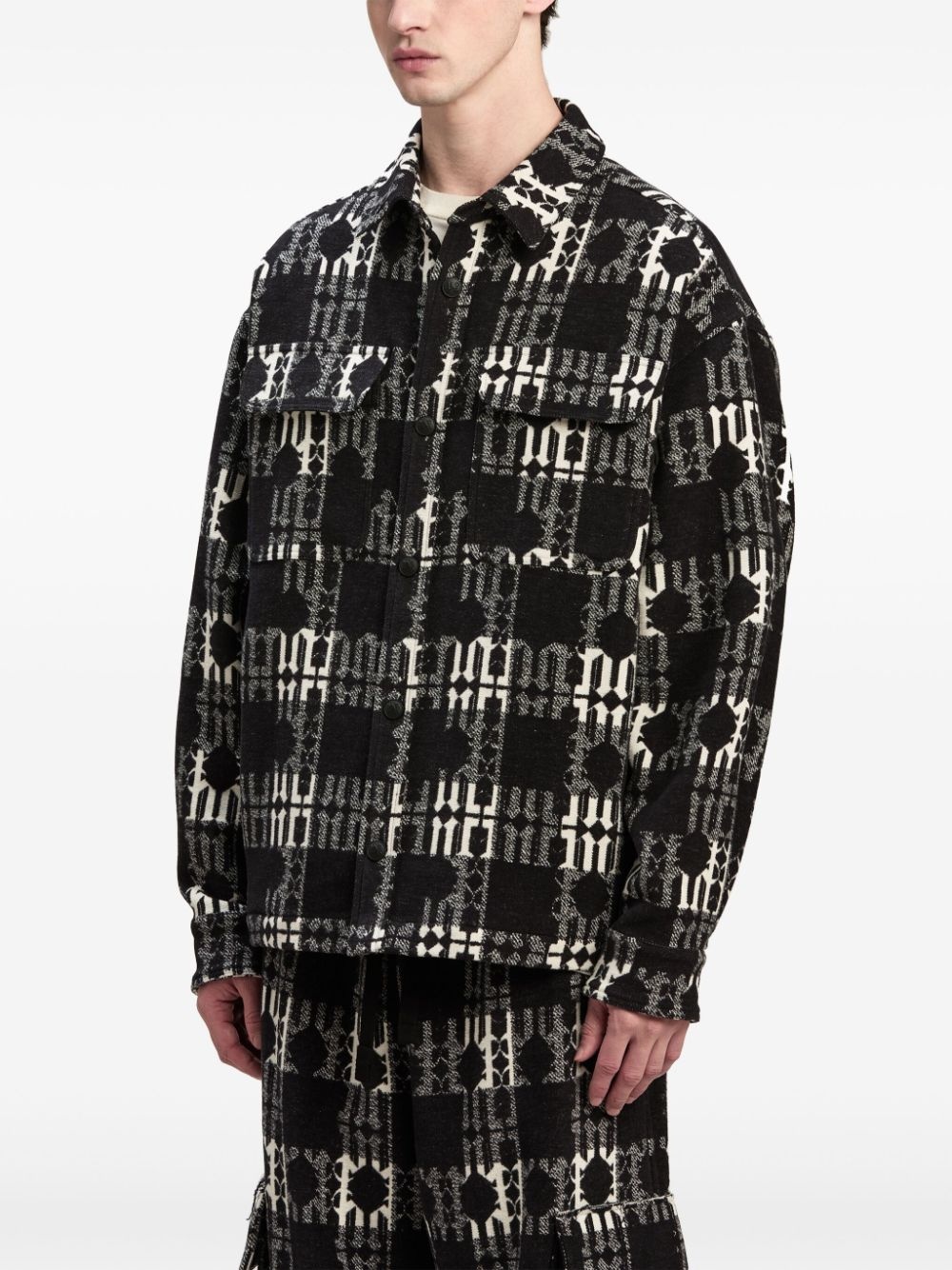 monogram-pattern cotton shirt - 4