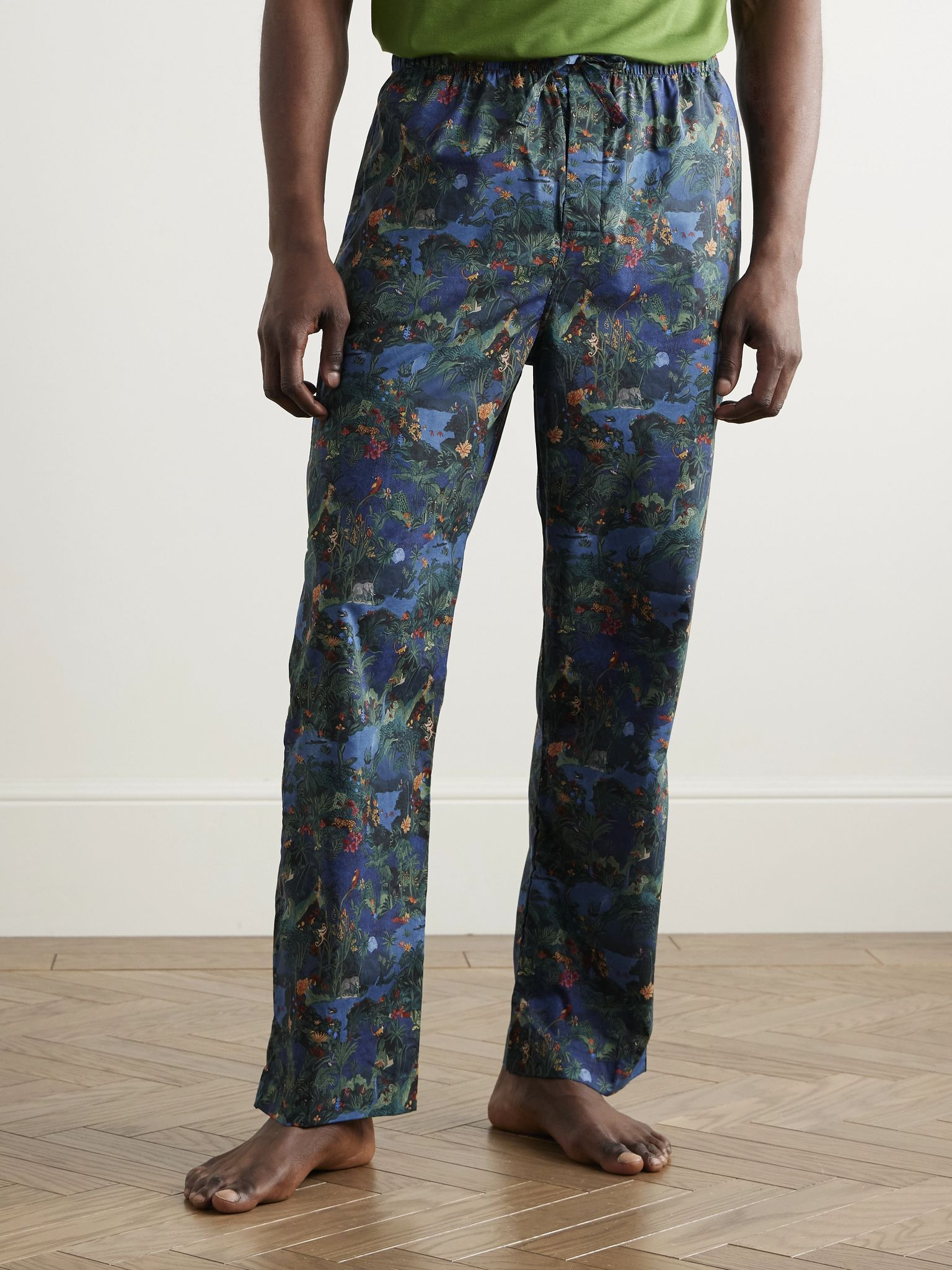 Printed Cotton-Batiste Pyjama Trousers Blue - 3