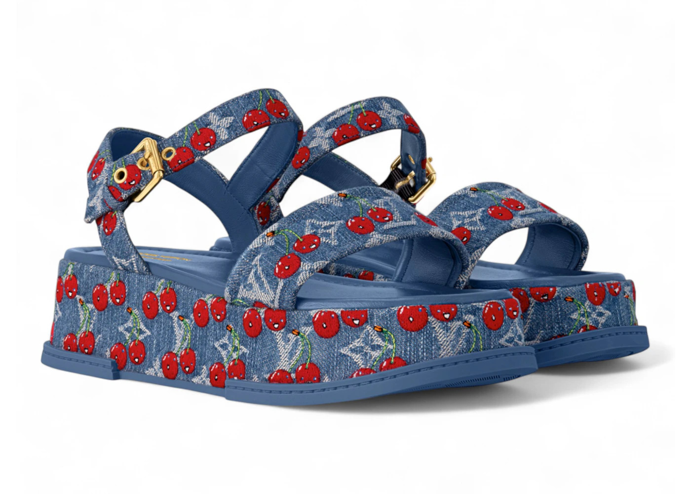 Louis Vuitton Cherry Maya Platform Sandal x Takashi Murakami Denim - 2