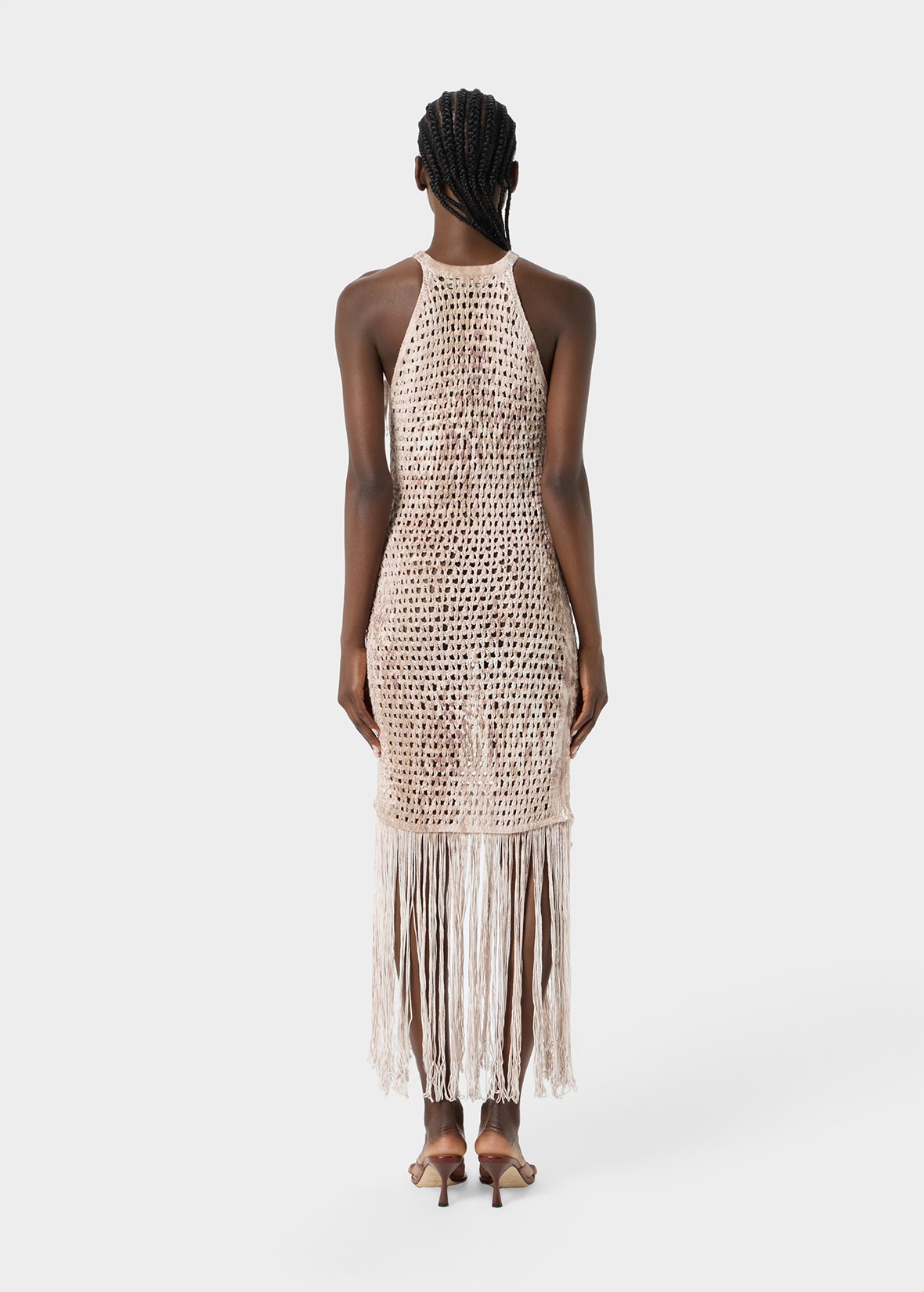LONG MESH DRESS WITH FRINGES - 4