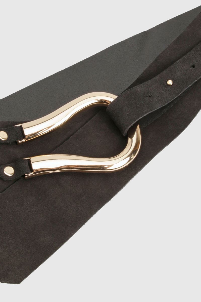 Suede Hardware Detail Waist Belt 4