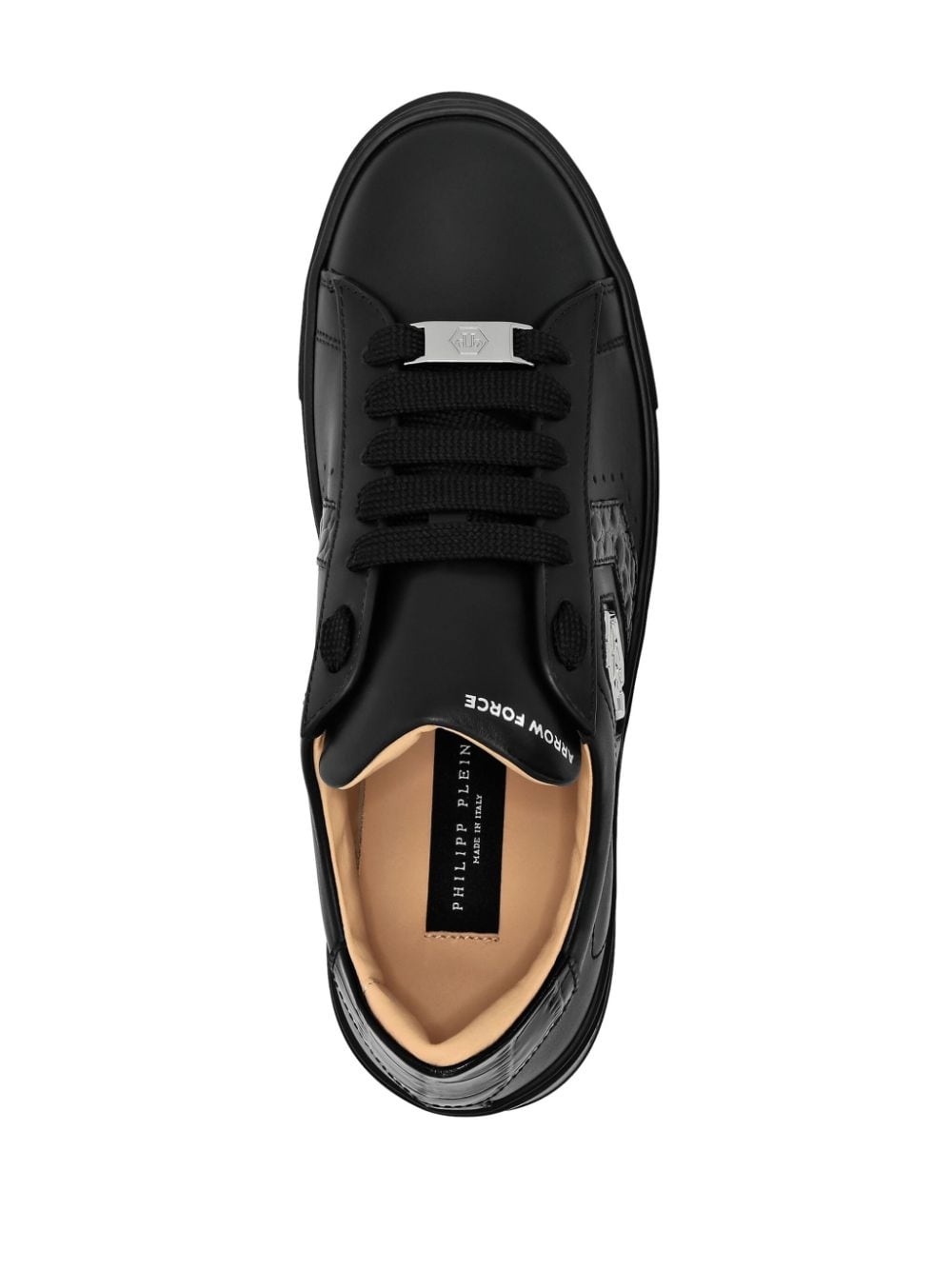 logo-patch panelled leather sneakers - 4