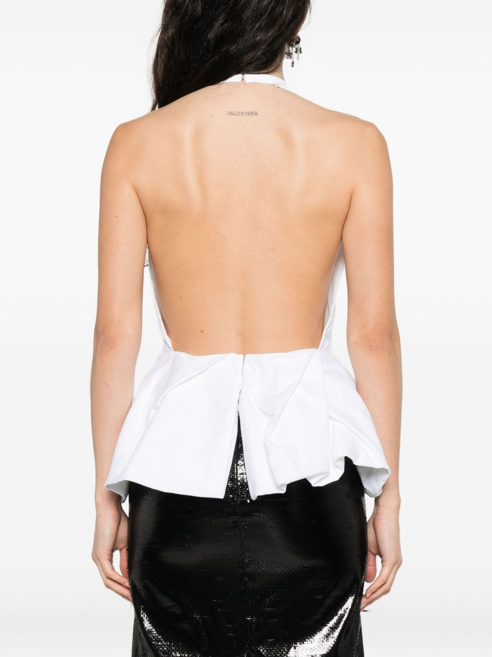 halterneck pleated blouse - 4