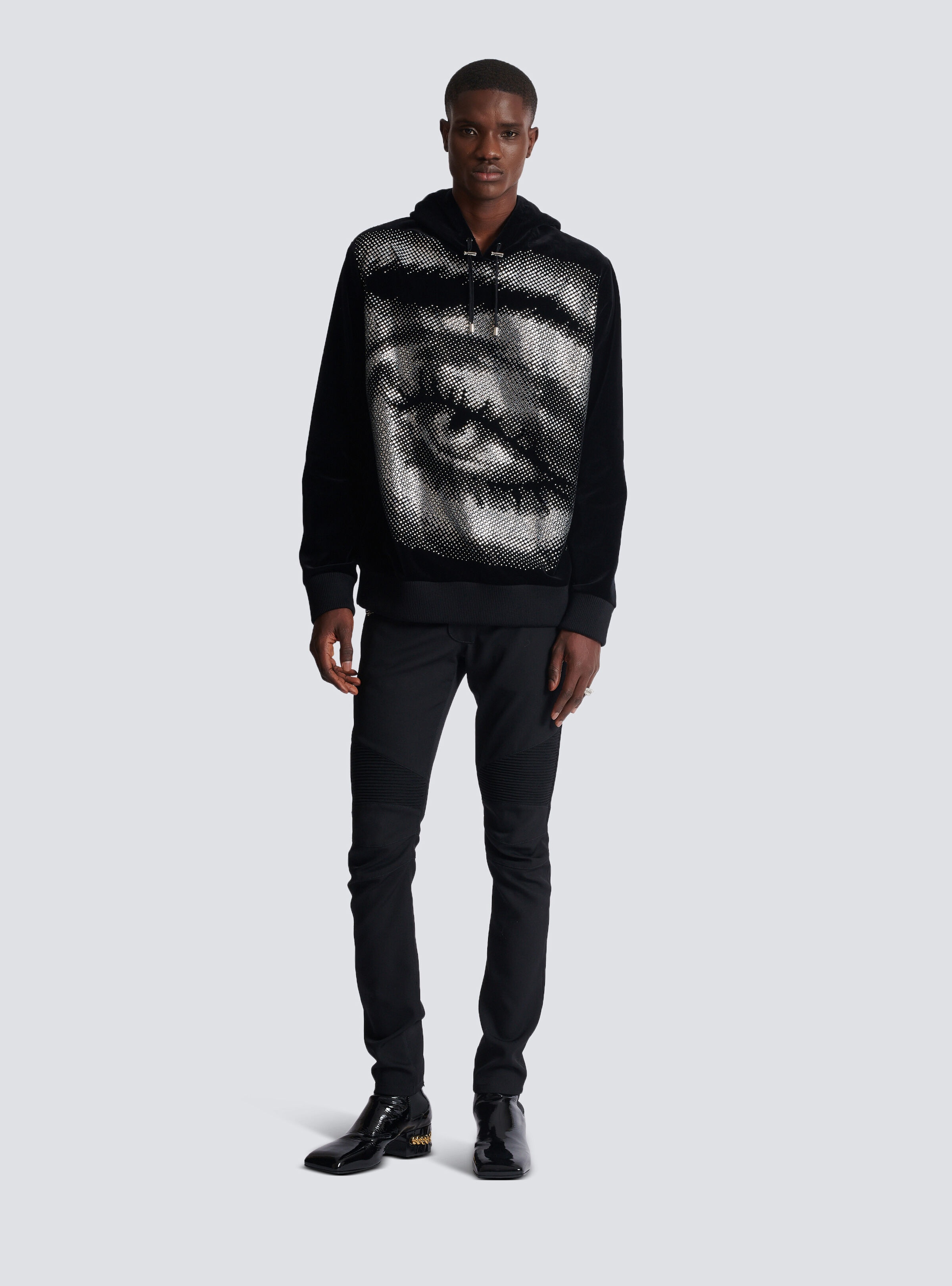 Velvet Balmain hoodie with crystals in an Eye motif - 2