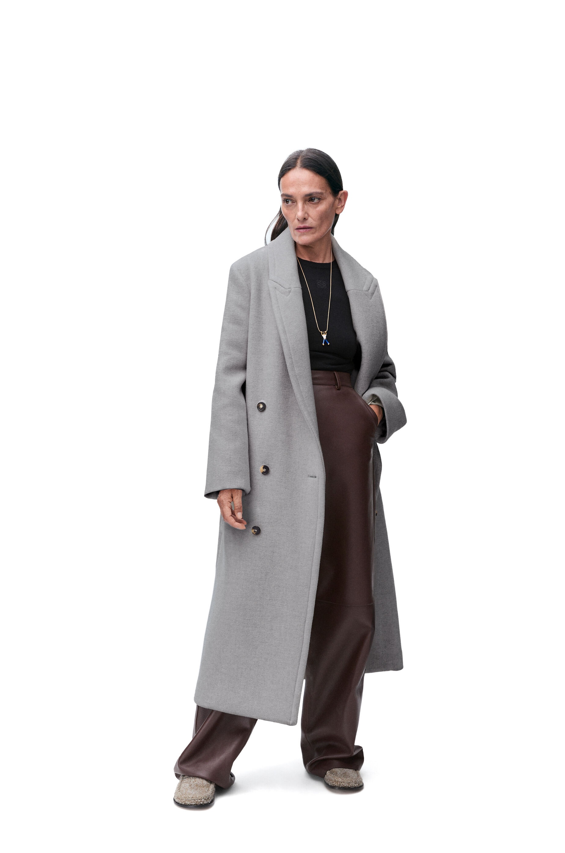 Double-breasted coat in cashmere - 2