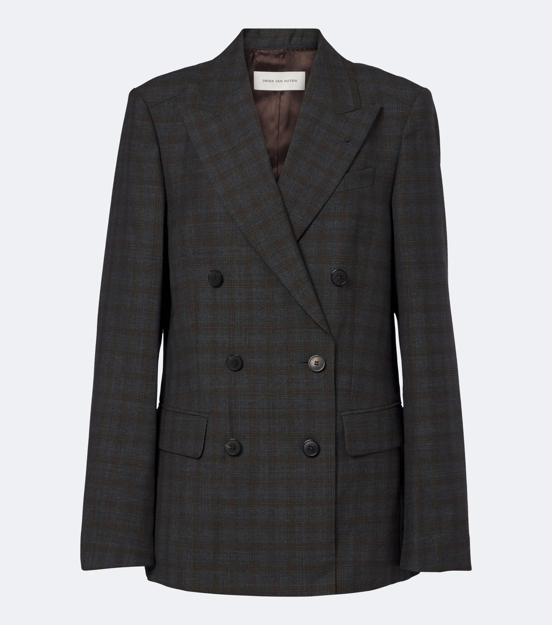 Checked double-breasted wool blazer - 1