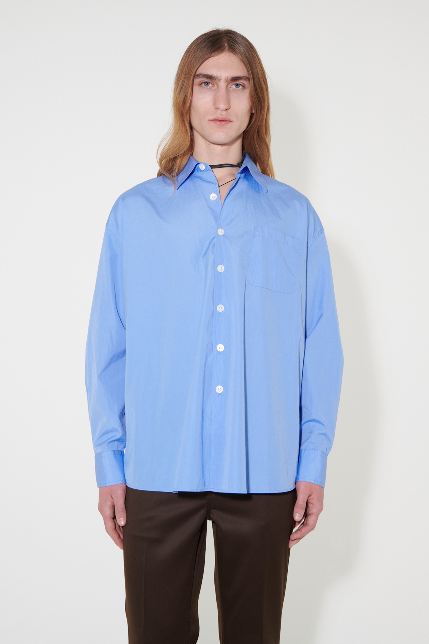 Borrowed Shirt Police Blue Poplin - 3