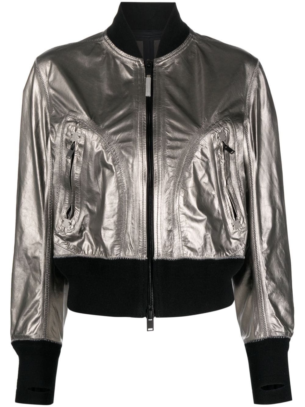 metallic leather bomber jaclet - 1