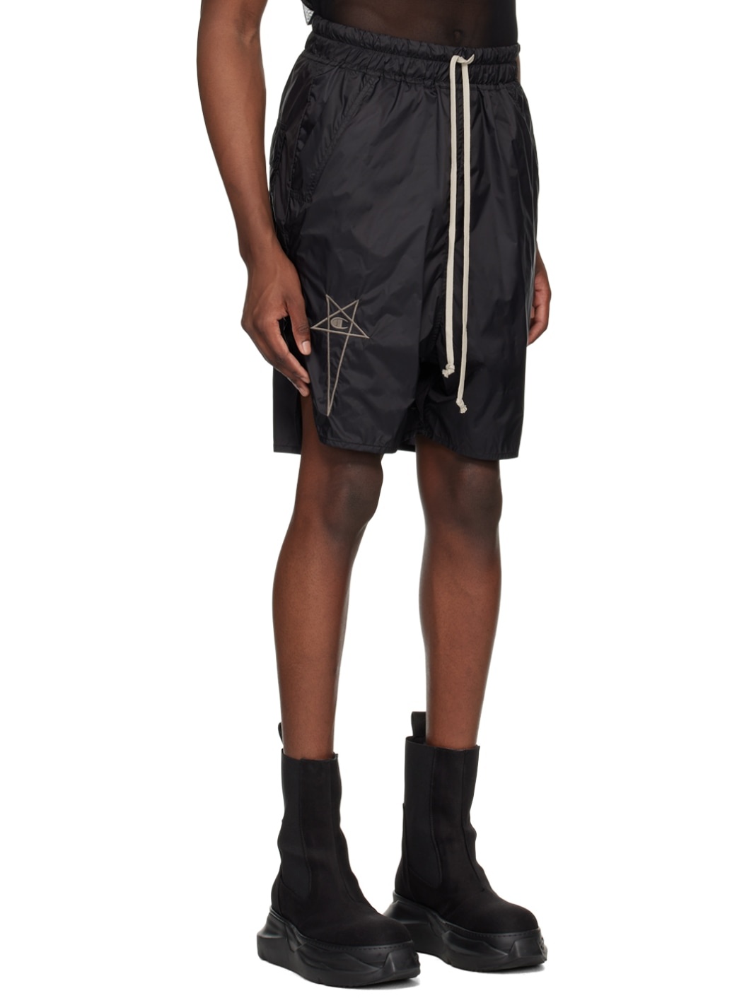 Black Champion Edition Beveled Pods Shorts - 2