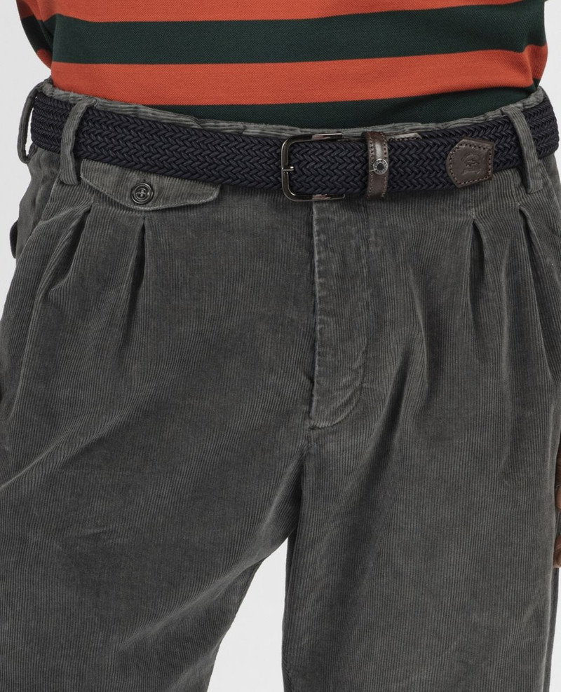 Leather trimmed woven elastic belt 3