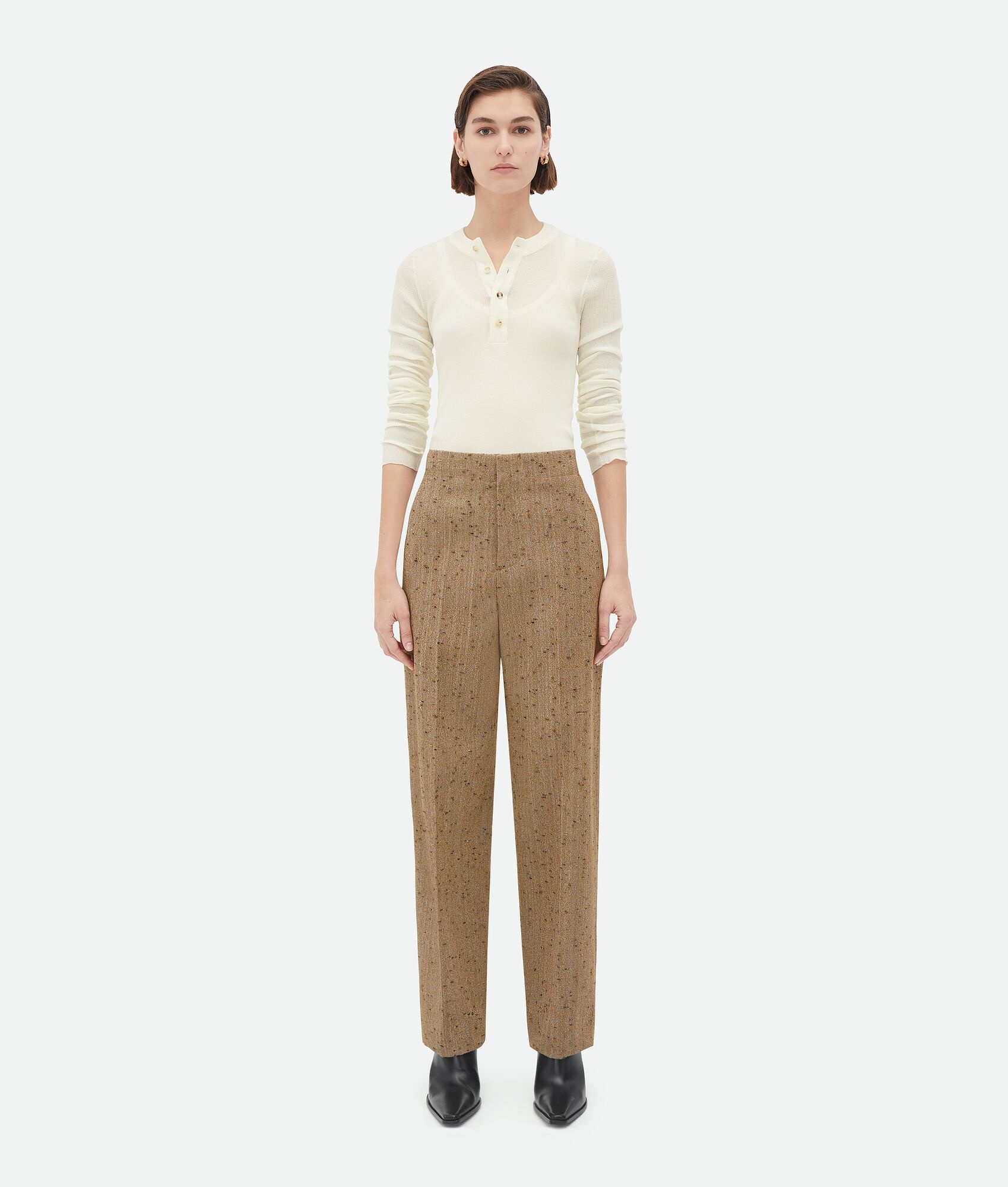 Straight Leg Knotted Wool Trousers - 1