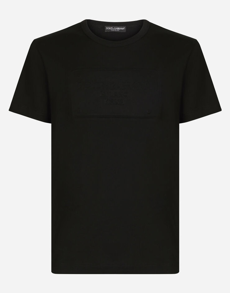 Cotton T-shirt with embossed logo 1