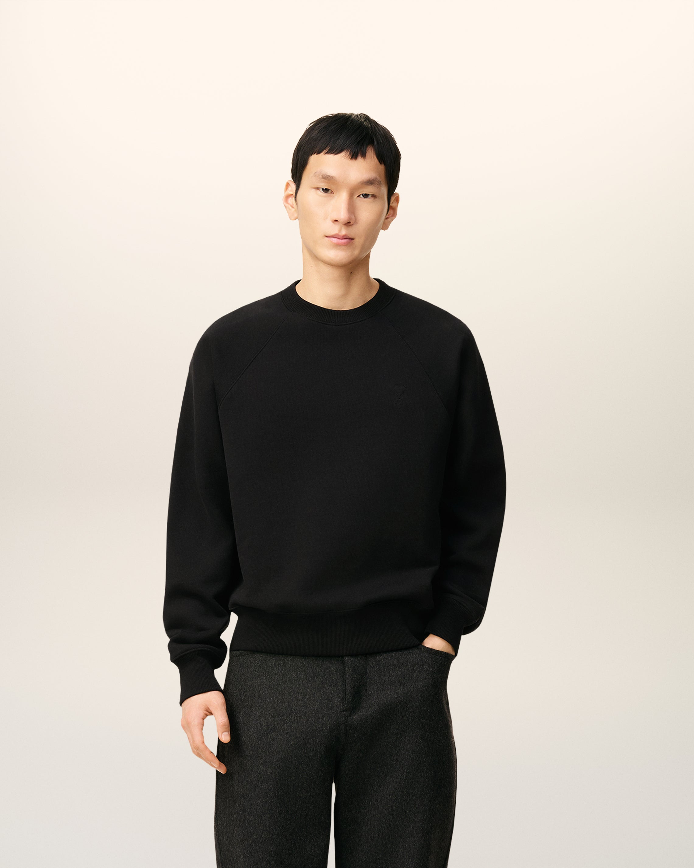 BLACK COTTON AMI DE COEUR SWEATSHIRT - 2