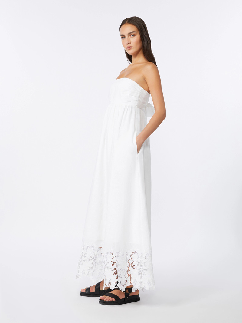 Max Mara SCENA Linen canvas bustier dress - WHITE outlook