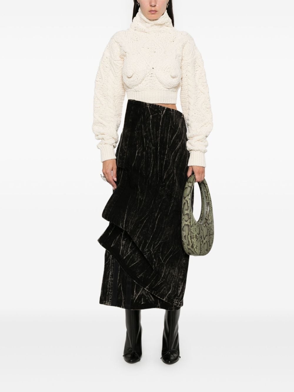 bleached denim skirt - 2