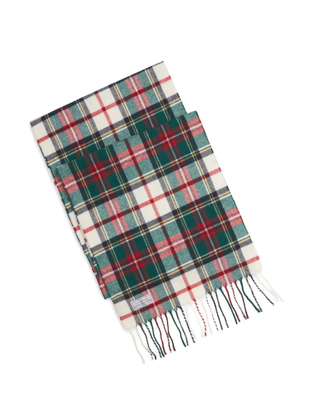 Caleb tartan-check fringed-trim scarf - 1