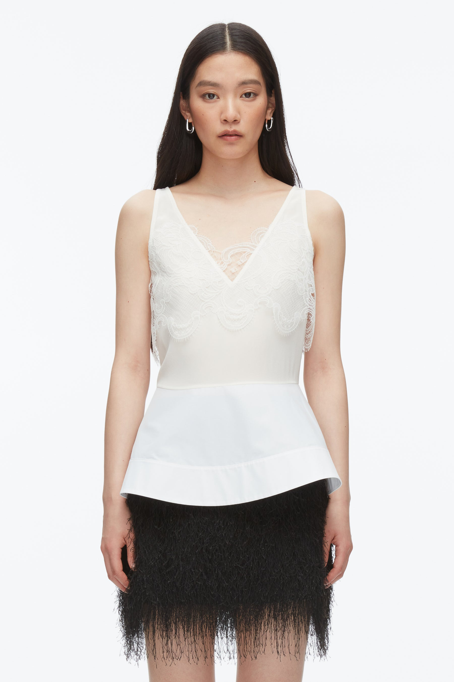 Chiffon Peplum Tank with Lace - 3