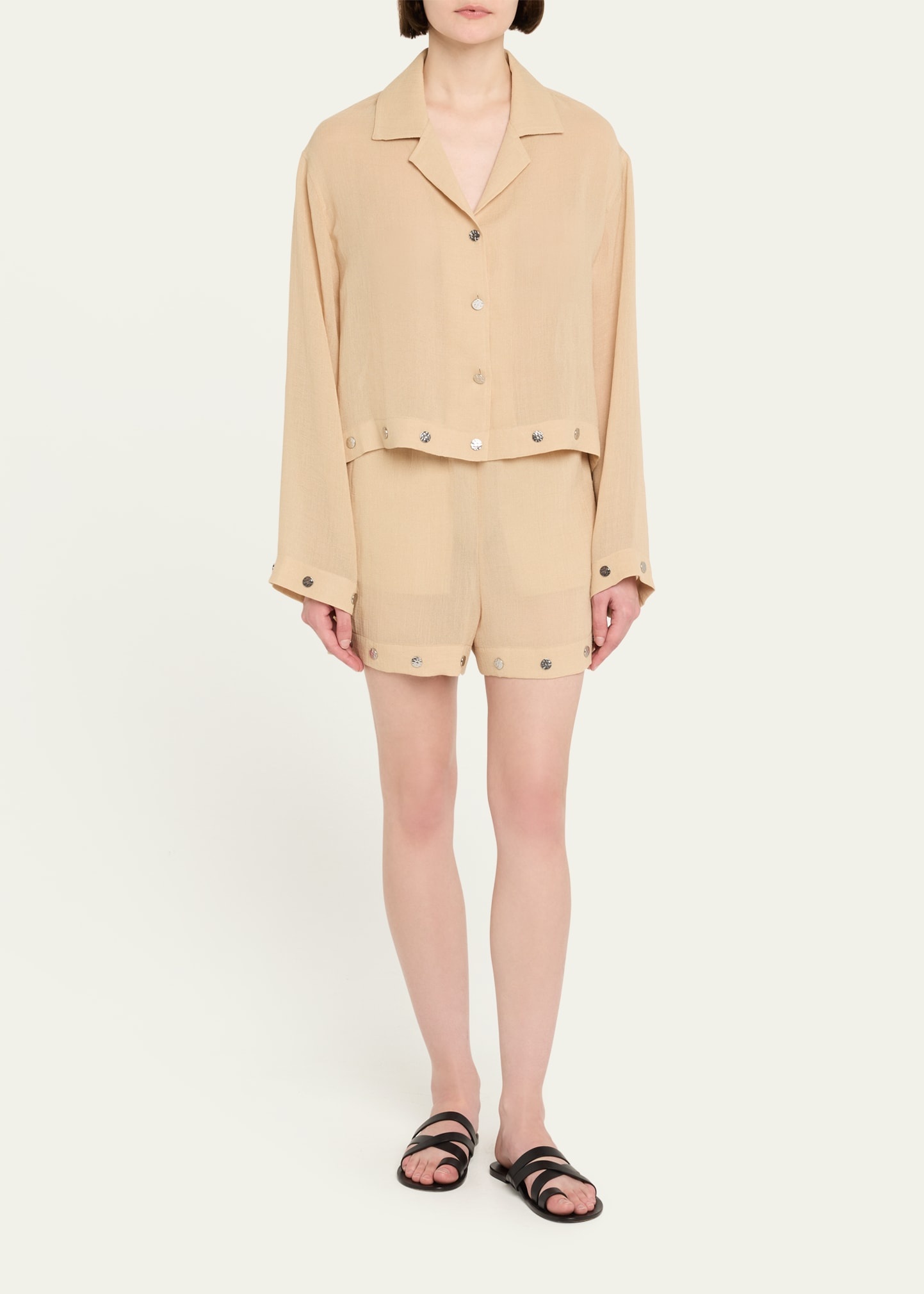 Vally Studded Cropped Gauze Shirt - 2